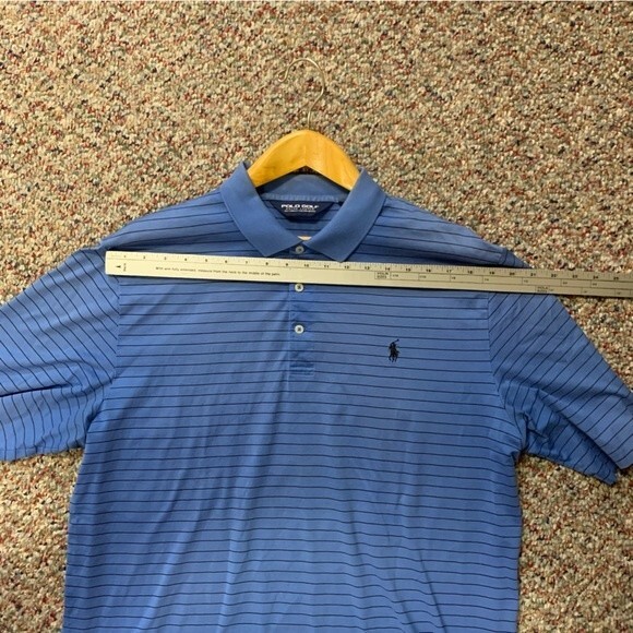 Polo Ralph Lauren Blue Striped Kapalua Short Sleeve Polo Golf Shirt Size L - Picture 6 of 9